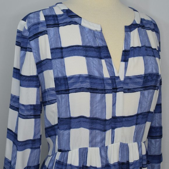 Maeve Anthropologie Chiffon Blue White Painterly P - Picture 5 of 13